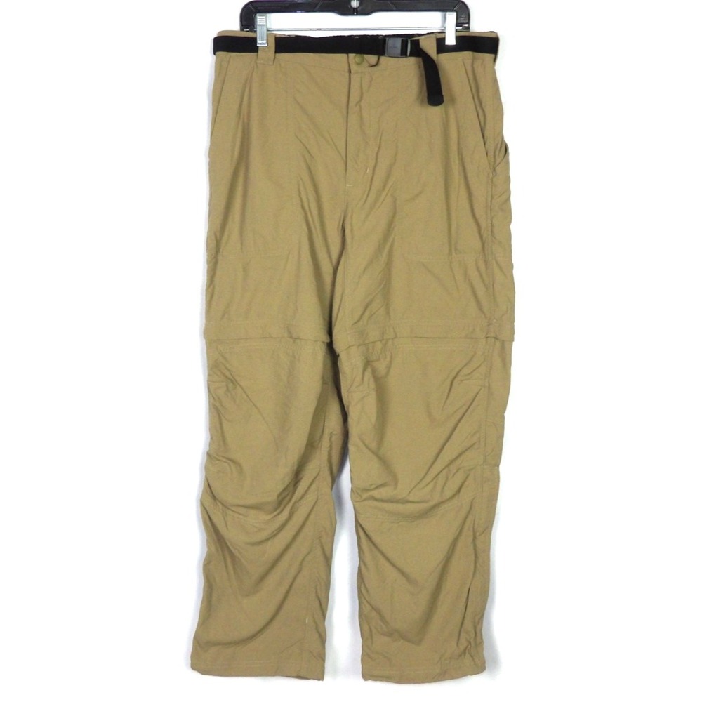 L.L. Bean 100% Nylon Brown Convertible Belted Hiking Pants Men's Large (34 X 32)